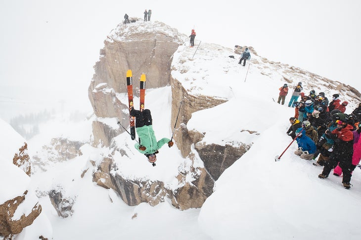 Skier backflips into Corbet's Couloir