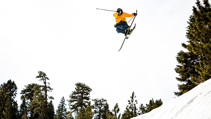 Skier mid-air in a jump