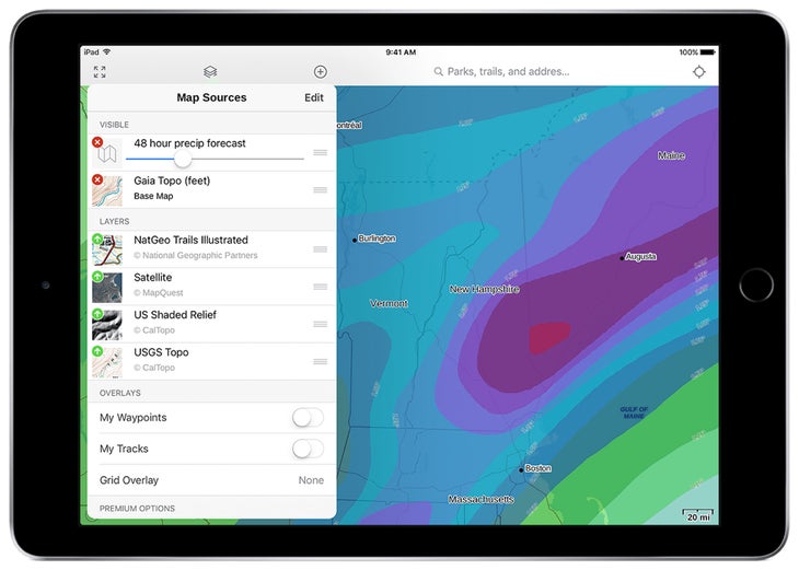 Computer screen showing Gais GPS Snow Forecast