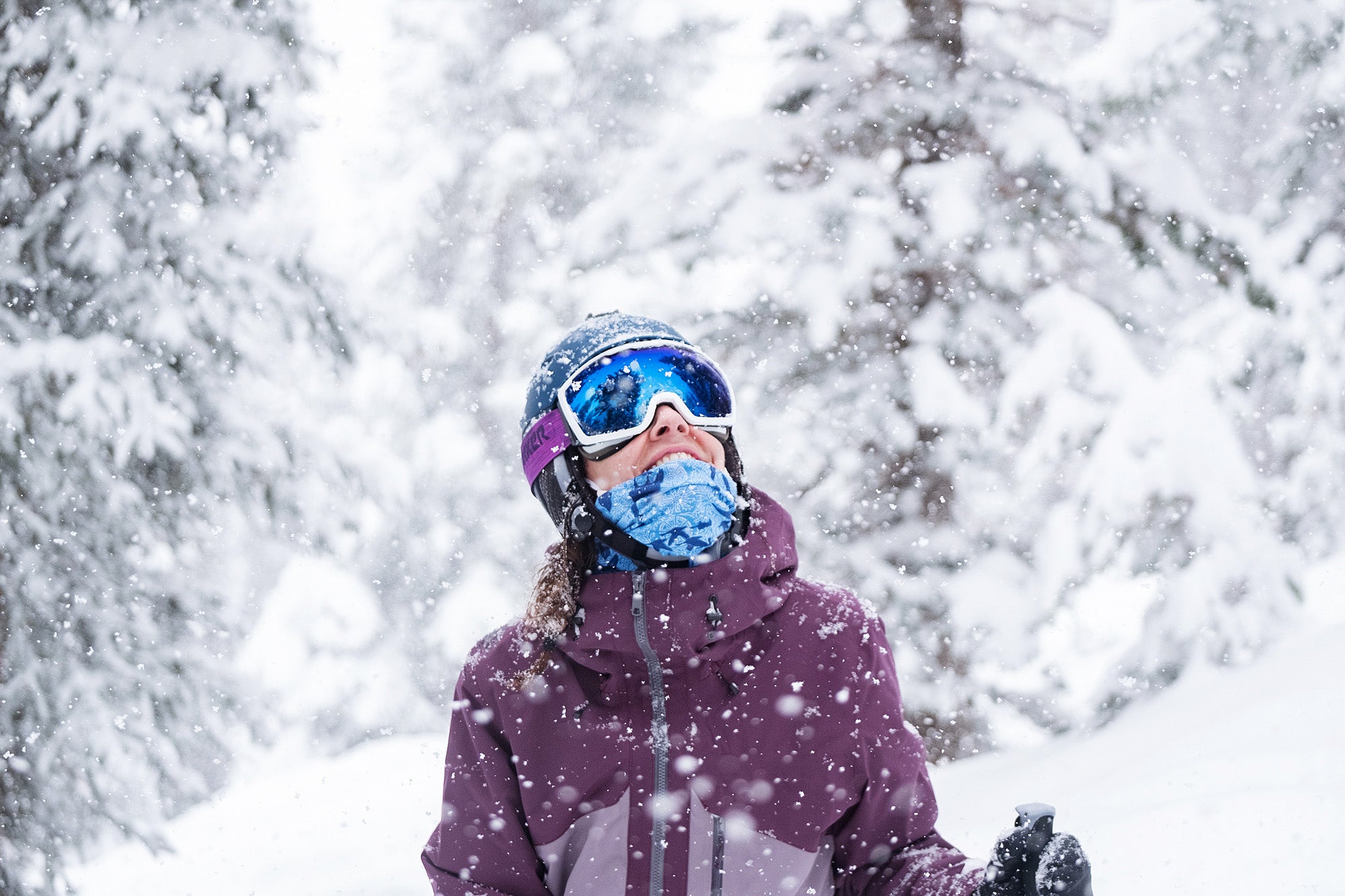 Skier enjoying powder day bliss