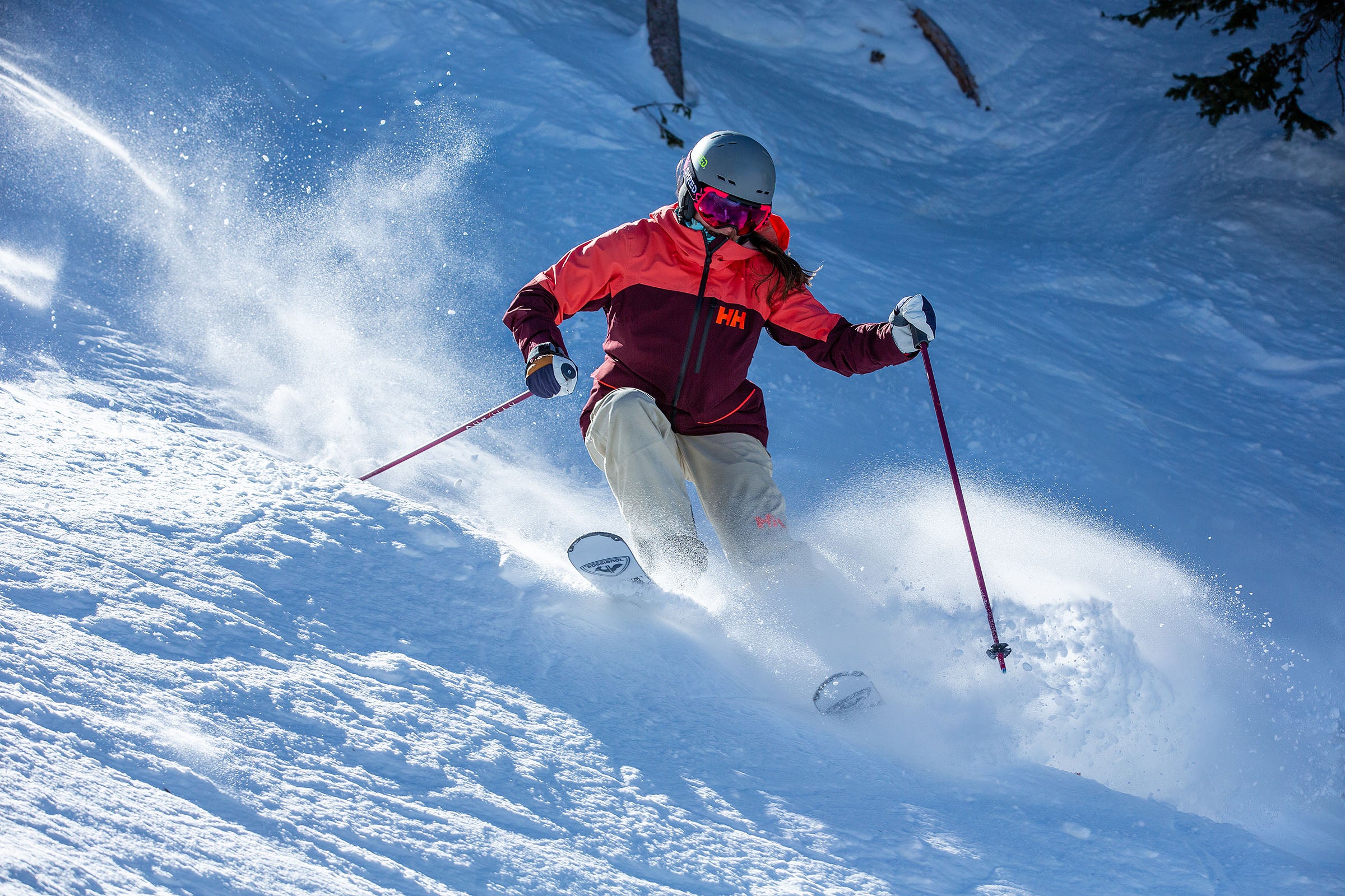 Skier on steep, technical terrain