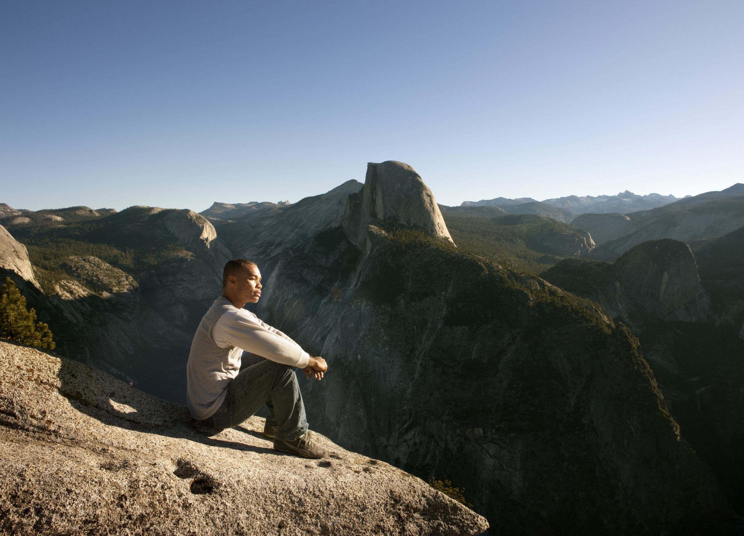 Glacier Point is a viewpoint above Yosemite Valley, in California, USA. It is located on the south wall of Yosemite Valley at an elevation of 7,214 feet (2,199 m), 3,200 feet (980 m) above Curry Village. The point offers a superb view of Yosemite National Park's Yosemite Valley, including Yosemite Falls, Half Dome, Vernal Fall, Nevada Fall, and Clouds Rest.