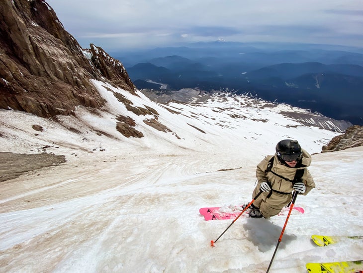 Midway down the descent of Mt. Hood