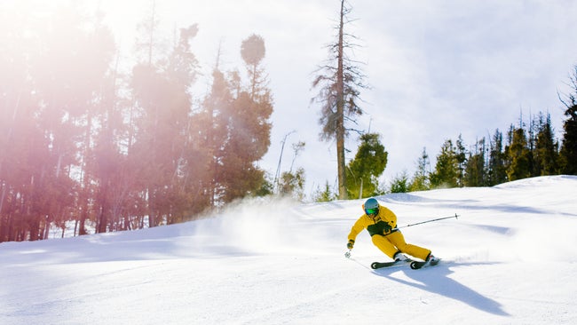 Ski tester at gear test in Sun Valley
