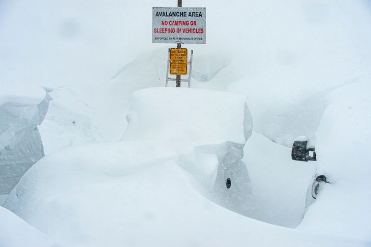 Buried cars after storm Alta, Utah