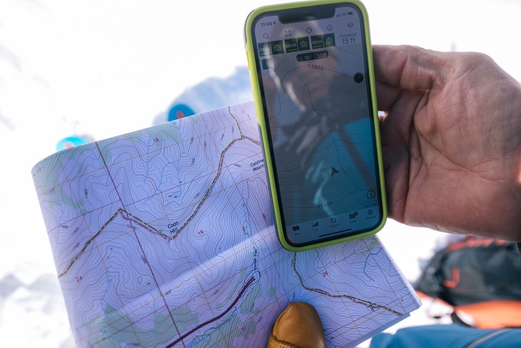 Using Gaia GPS to navigate while backcountry skiing