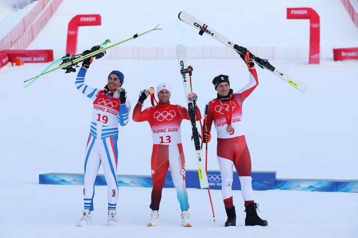Men's downhill podium Beijing Olympics