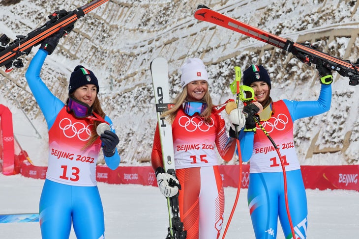 Women's Downhill Podium Finishers, Beijing Olympics