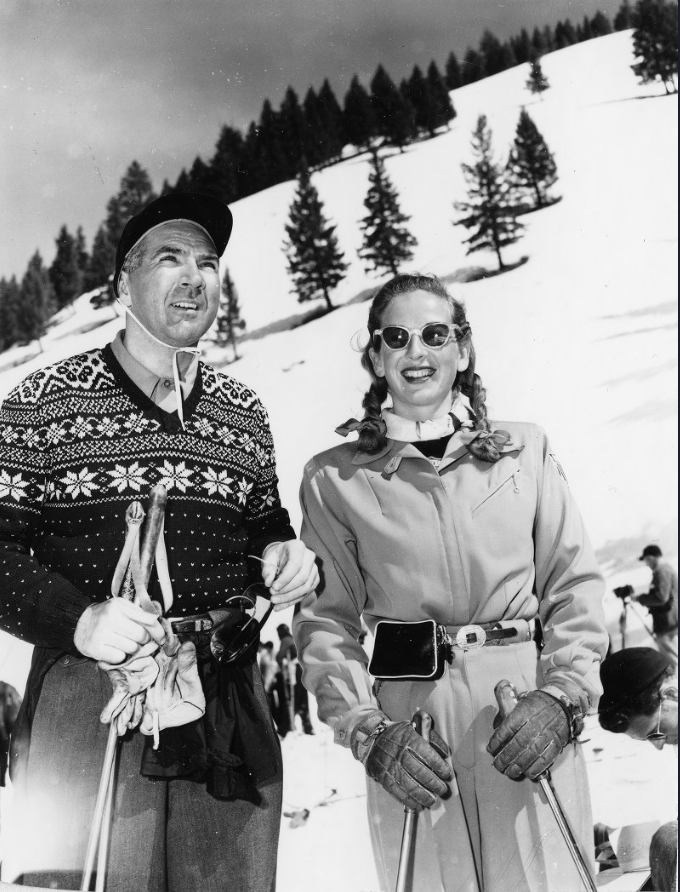 Skiers Gretchen and Don Fraser