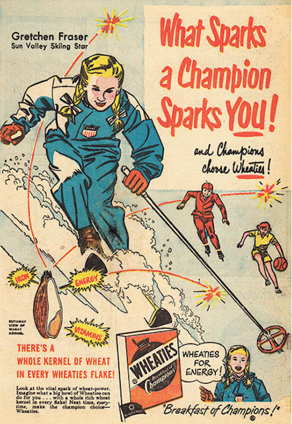 Skier Gretchen Fraser in Wheaties Ad