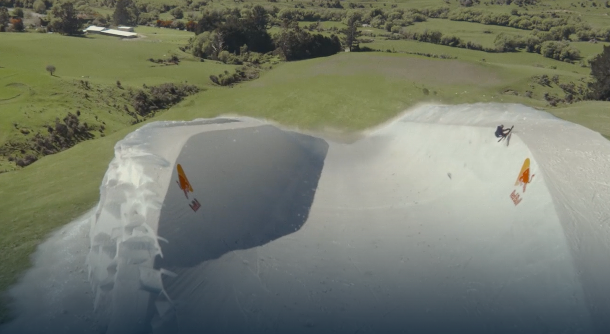 Freeskier Nico Porteous in CGI halfpipe