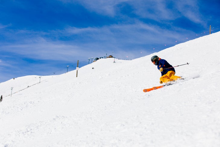 Skier testing 2023 Blizzard ski in Sun Valley