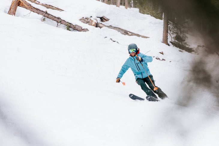 Ski tester on Line backcountry skis