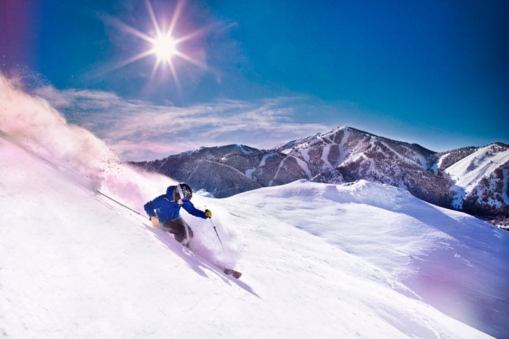 Skier enjoying a sunny day in Sun Valley