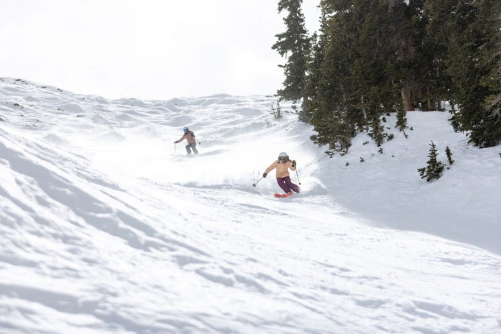 Skiers on Headwall in Crested Butte
