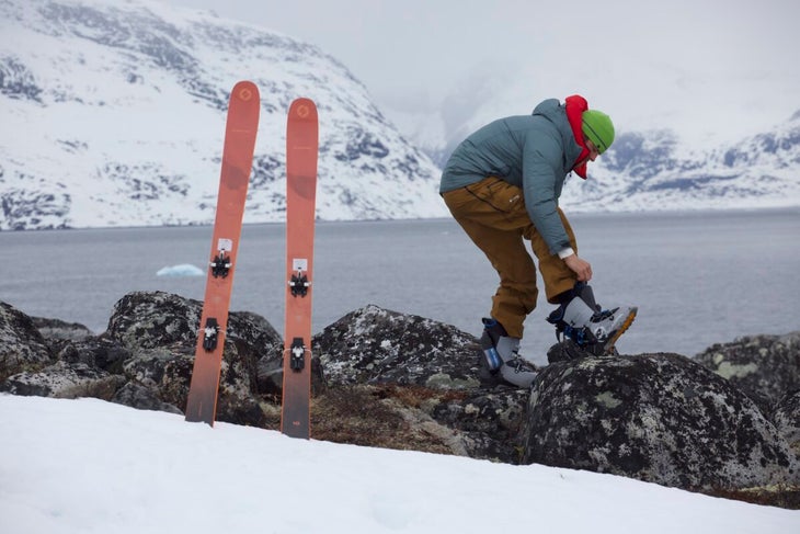 Skier wearing Arcteryx Rush Insulated Jacket