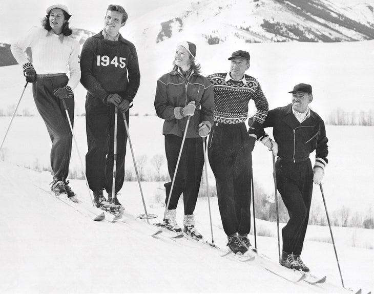 Hollywood stars skiing in wool sweaters