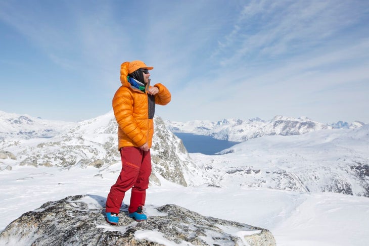 Tester in Rab Mythic Ultra Jacket in Greenland