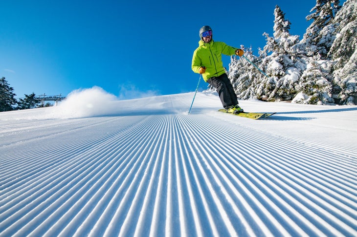 Skier on slope at Sunday River