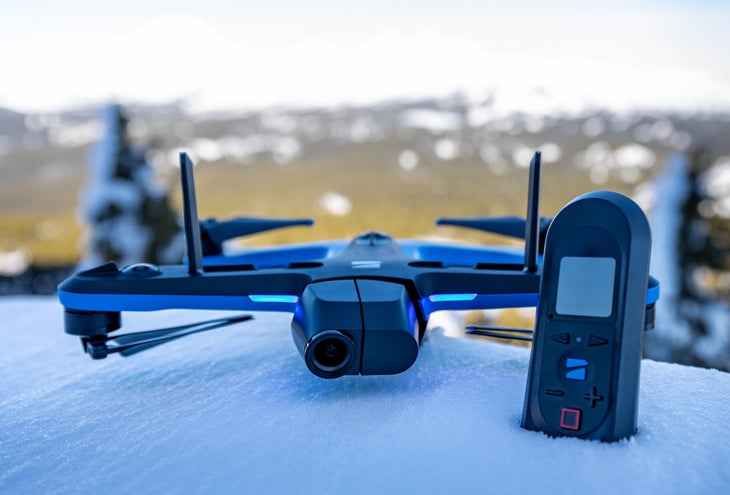 a Skydio 2+ drone in the snow