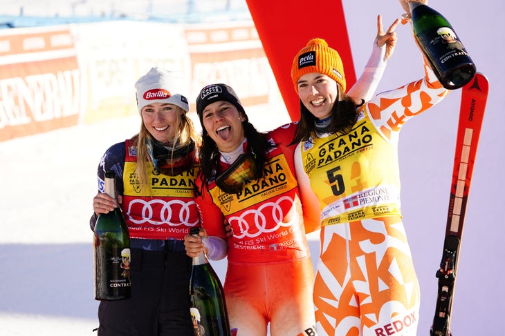 Sestriere slalom podium