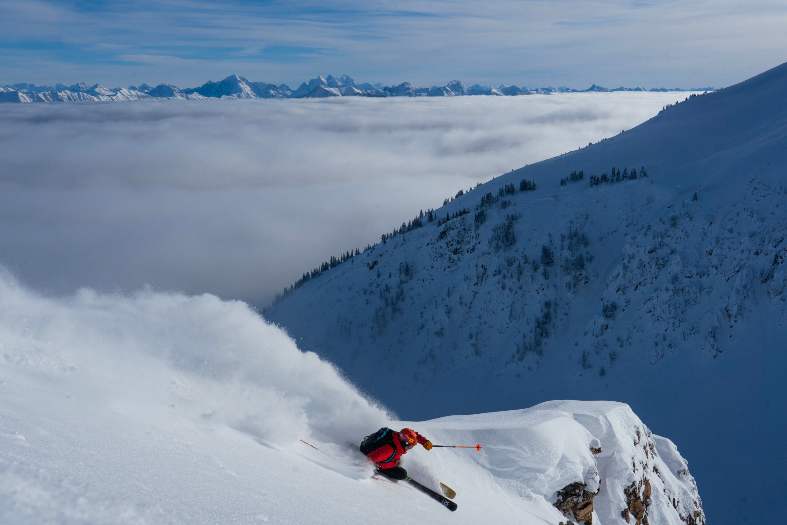 Skier Max Martin on his daily commute.