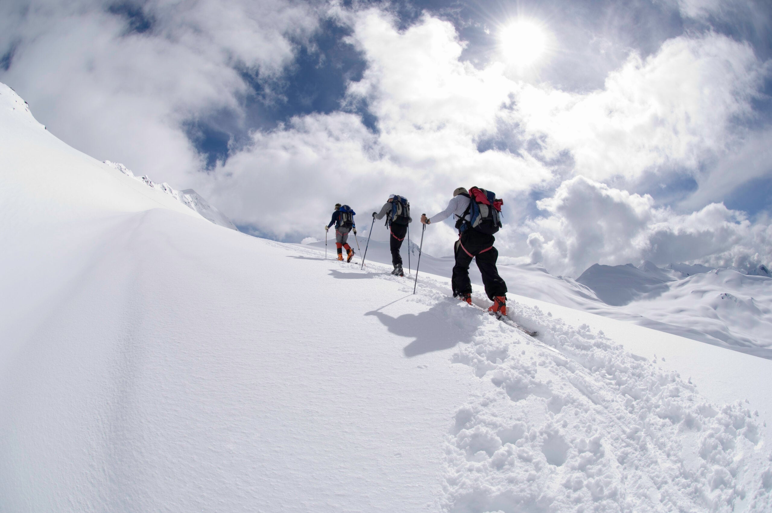 Backcountry touring in the Selkirk Mountains, British Columbia.