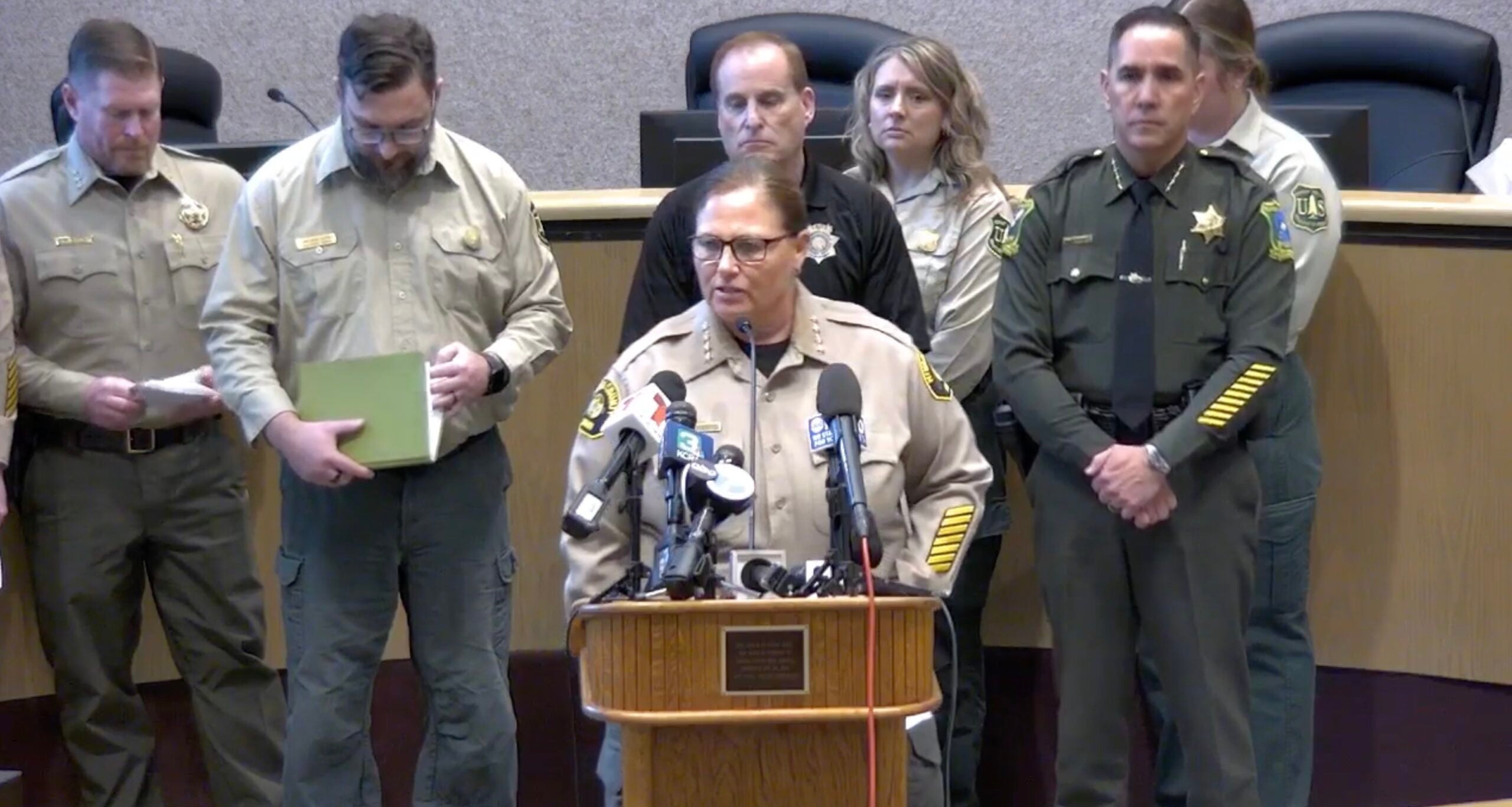 Nevada County Sheriff Shannon Moon speaks during a Wednesday press conference in Truckee, providing an update on the Castle Peak avalanche that left eight people dead and one presumed dead.