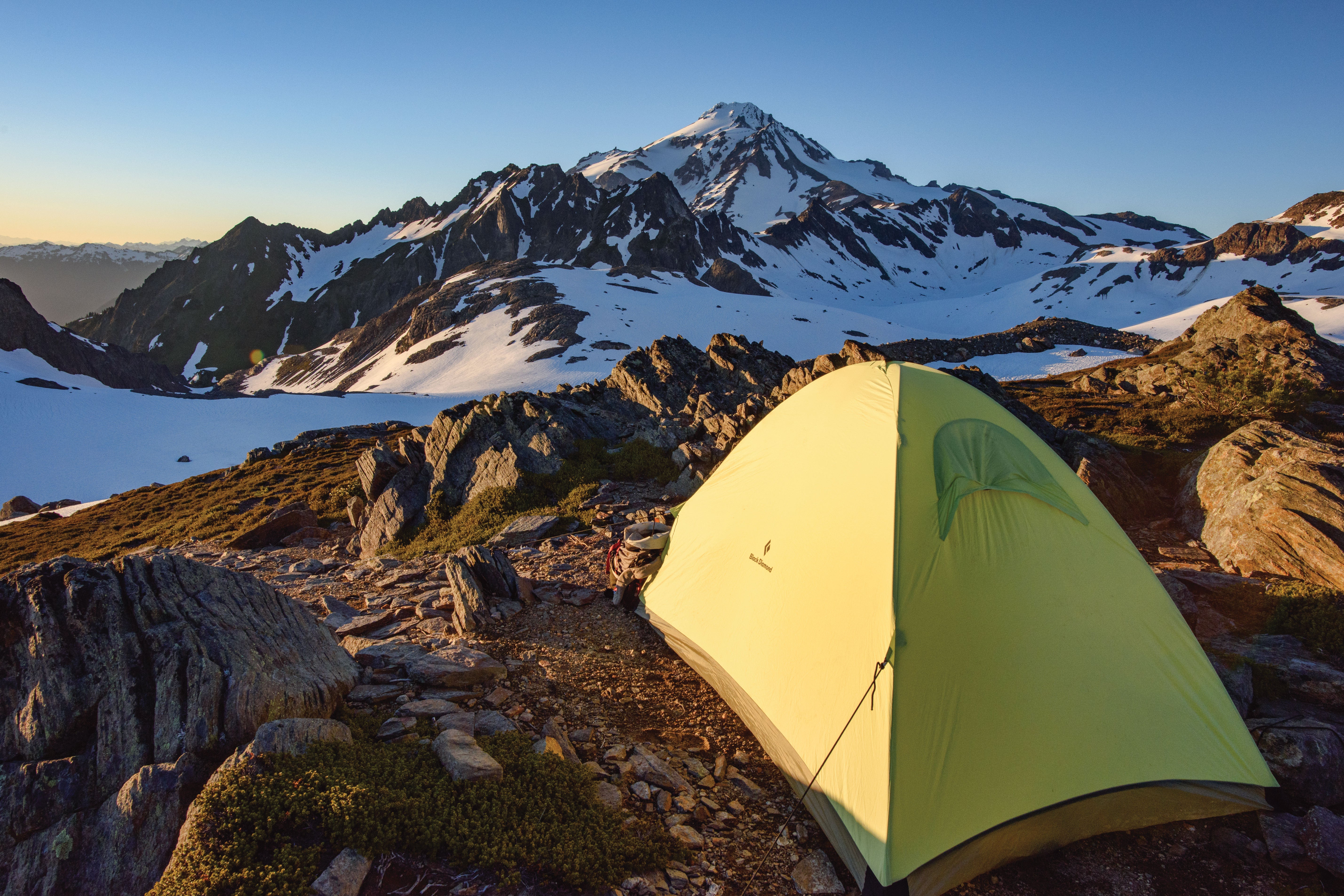SKI0218_WAS_JAS6539 Not a bad view at camp on night six at Glacier Peak.
