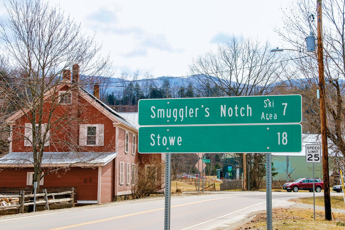 SKI0119-SMUGGS08-byBrianMohrEmberPhoto_S The sign points the way to Smuggs through quaint Jeffersonville
