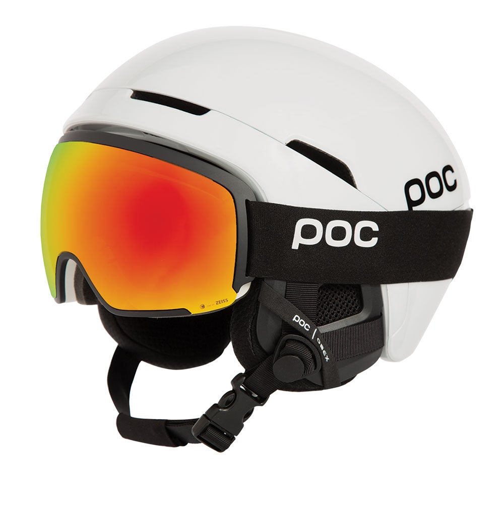 Orange goggle lenses with white helmet