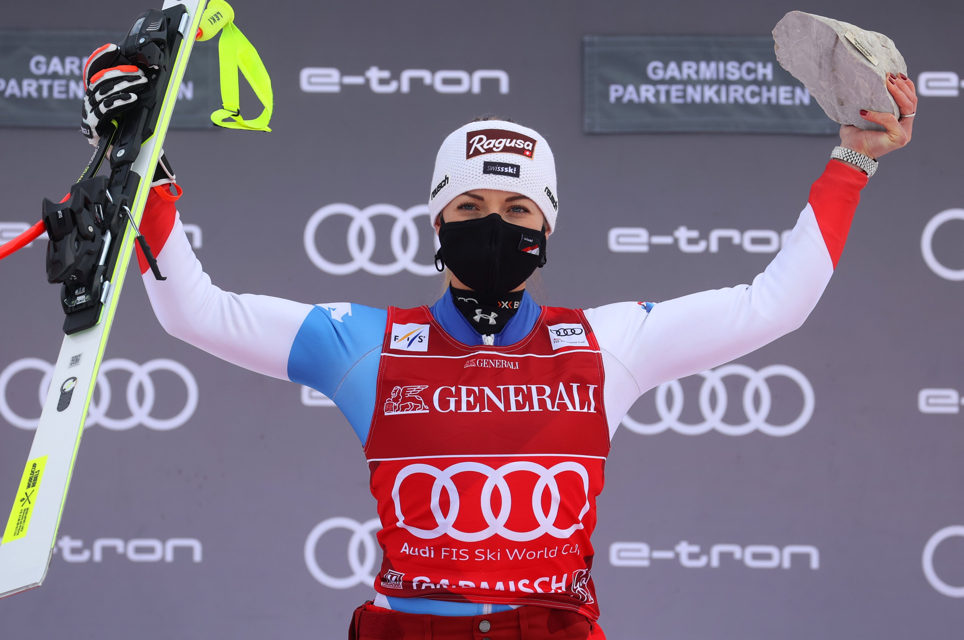 Lara Gut-Behrami on Garmisch Partenkirchen super-G podium